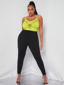 SHEIN SXY Hơn Cắt ra Cami ngọn - Màu xanh chanh - Xem 2