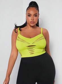 SHEIN SXY Hơn Cắt ra Cami ngọn - Màu xanh chanh - Xem 1