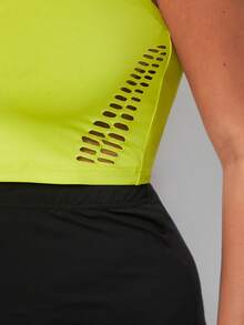 SHEIN SXY Hơn Cắt ra Cami ngọn - Màu xanh chanh - Xem 6