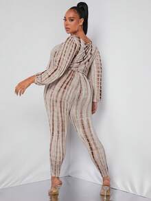 SHEIN SXY 大碼紮染燈籠袖上衣和緊身褲 - 彩色 - 查看 2