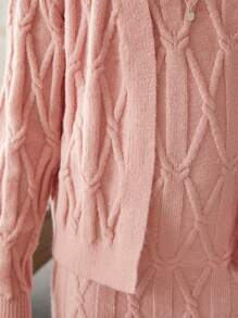 SHEIN Tween Girl Solid Cami Sweater Dress & Drop Shoulder Duster Cardigan - Pink - View 4