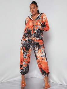 SHEIN SXY 大碼紮染掛脖上衣和運動褲&連帽衫 - 彩色 - 查看 4