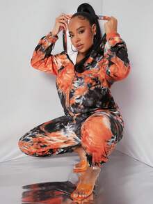 SHEIN SXY 大碼紮染掛脖上衣和運動褲&連帽衫 - 彩色 - 查看 5