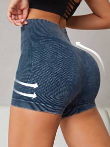 Easithlete 宽腰带运动短裤紧身短裤蓝色短裤女士运动短裤、健身短裤、骑行短裤