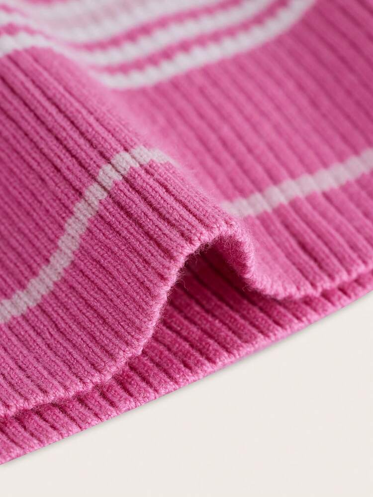 Teen Girl Striped Pattern Button Front Cardigan