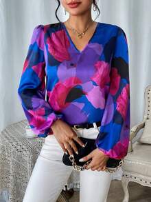 SHEIN Privé In Toàn bộ Tay áo lồng đèn Áo sơ mi - Nhiều màu - Xem 3