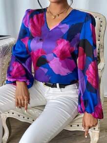 SHEIN Privé In Toàn bộ Tay áo lồng đèn Áo sơ mi - Nhiều màu - Xem 4