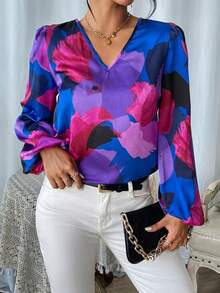 SHEIN Privé In Toàn bộ Tay áo lồng đèn Áo sơ mi - Nhiều màu - Xem 6