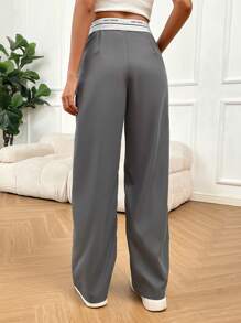 SHEIN Unity 斜口袋闊腿褲 - 灰色 - 查看 2