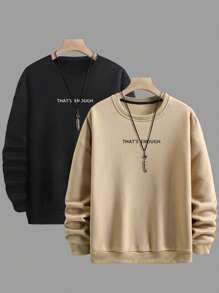 Manfinity Homme Nam 2 Miếng Đồ họa Chữ cái Áo nỉ - Nhiều màu - Xem 3