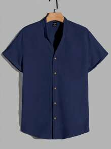 Manfinity BRENVOR 男士素色前紐扣襯衫