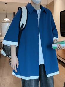 Manfinity Hypemode Nam Thả vai 2 trong1 Áo sơ mi - Màu xanh lam - Xem 5