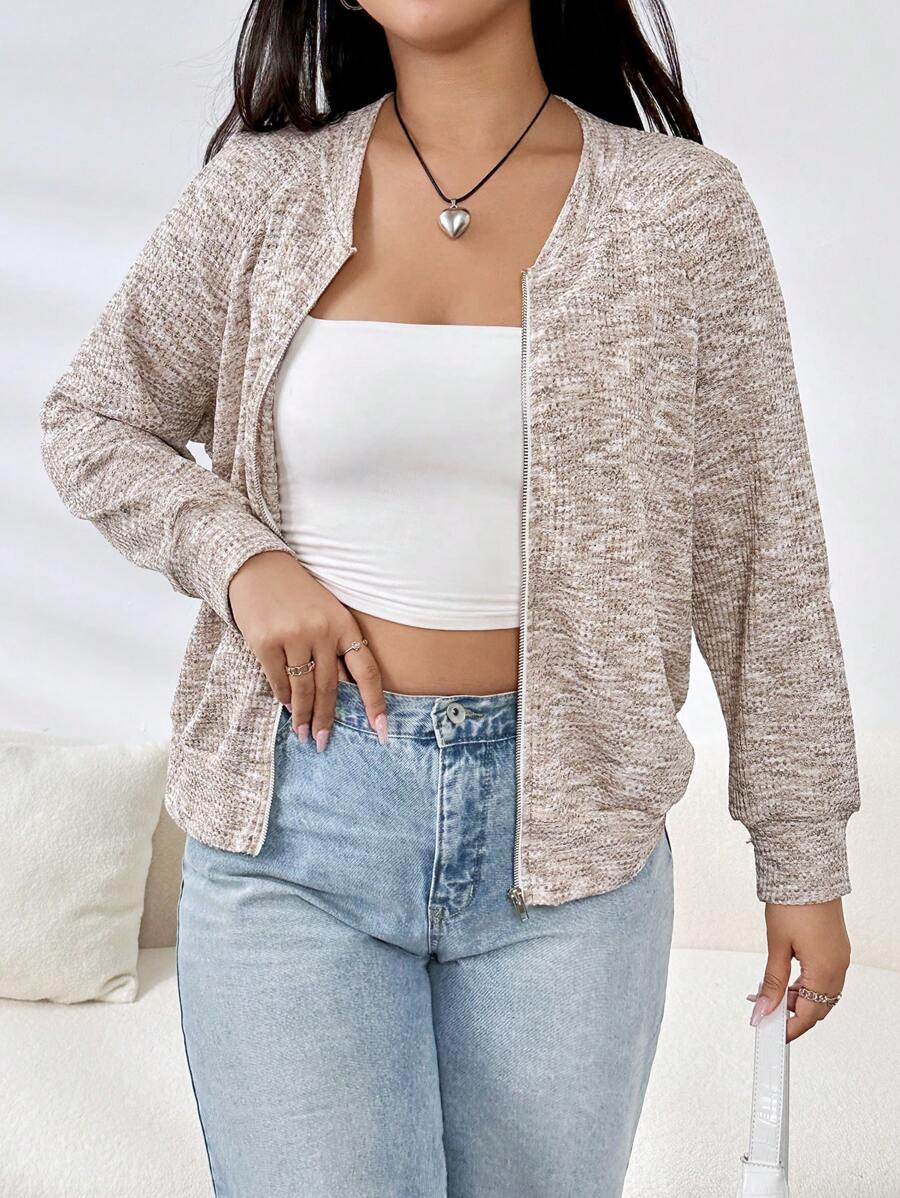 CovetEZ Hơn Thuốc nhuộm Không gian Dây kéo Áo khoác bomber - Nhiều màu - Xem 1