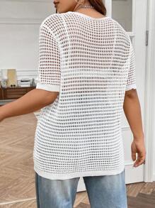 Flirla 大碼前繫帶針織上衣不附胸罩 - 白色 - 查看 2