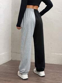 SHEIN EZwear 蝴蝶圖案雙色腰部抽繩衛褲 - 彩色 - 查看 2