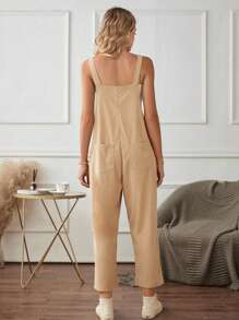 Flirla Solid Dual Pocket Overall Jumpsuit Without Tube Top