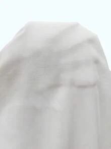 SHEIN VCAY Mock Neck Puff Sleeve Ruched Waist Chiffon Dress - White - View 7