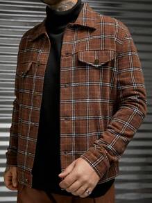 Manfinity VCAY Áo khoác ngoài in họa tiết kẻ caro rộng rãi cho nam - Nhiều màu - Xem 5