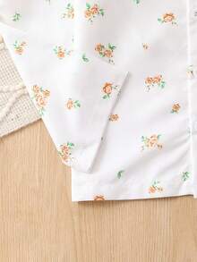 女小童碎花荷葉邊睡衣套裝 - 白色 - 查看 4