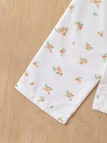 女小童碎花荷葉邊睡衣套裝 - 白色 - 查看 5