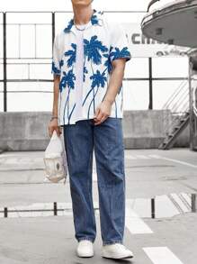 Manfinity RSRT Nam In cây dừa Áo sơ mi - trắng - Xem 5