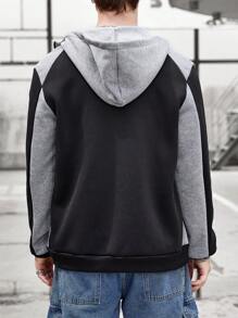 Manfinity Homme Uomo Felpa con cappuccio e zip color block