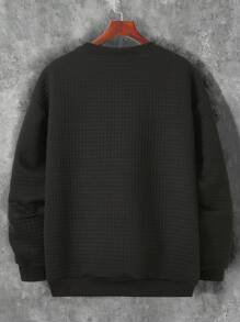 Manfinity 男士字母圖案落肩袖運動衫 - 黑色 - 查看 2