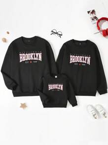 Manfinity 男士字母圖案落肩袖運動衫 - 黑色 - 查看 3