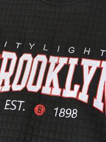 Manfinity 男士字母圖案落肩袖運動衫 - 黑色 - 查看 4