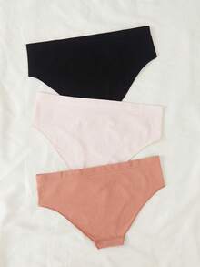 3件素色條紋針織內褲 - 彩色 - 查看 2