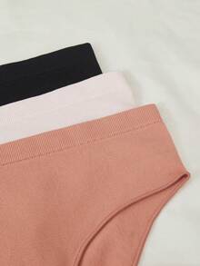 3件素色條紋針織內褲 - 彩色 - 查看 3
