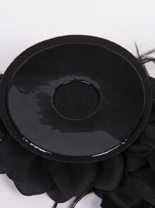 Black Fabric Flower Breast Petals With Rhinestone Details For Lingerie - Black - View 3