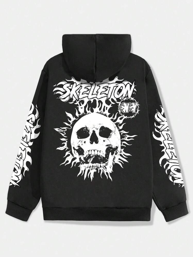Felpa Con Cappuccio Goth Con Teschi Di Carte Da Gioco Ornate Per Uomo