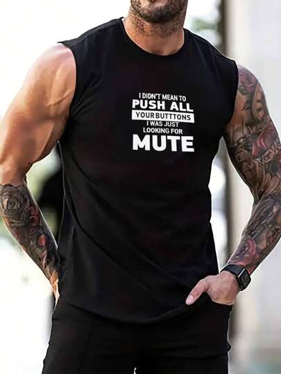 男士標語圖案運動背心