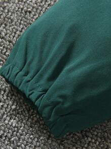 SHEIN Young Boy Figure Graphic Raglan Sleeve Jacket & Shorts - Green - View 5