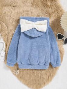SHEIN 女童蝴蝶结泰迪熊卫衣 - 淺藍色 - 查看 2