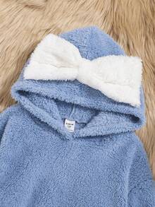 SHEIN 女童蝴蝶结泰迪熊卫衣 - 淺藍色 - 查看 4