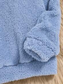 SHEIN 女童蝴蝶结泰迪熊卫衣 - 淺藍色 - 查看 5