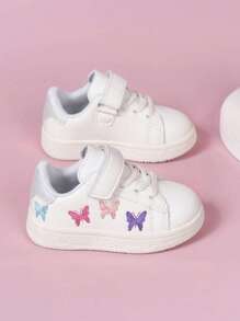 孩子們休閒白色運動鞋帶刺繡蝴蝶設計 - 白色 - 查看 2
