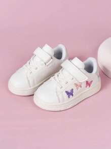 孩子們休閒白色運動鞋帶刺繡蝴蝶設計 - 白色 - 查看 3
