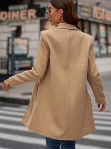 SHEIN LUNE Cổ áo Mở Mặt trước Áo vest - Màu Khaki - Xem 2