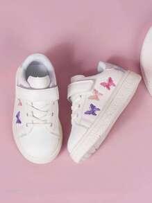 孩子們休閒白色運動鞋帶刺繡蝴蝶設計 - 白色 - 查看 4