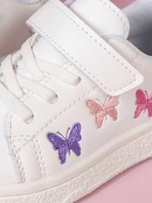 孩子們休閒白色運動鞋帶刺繡蝴蝶設計 - 白色 - 查看 6