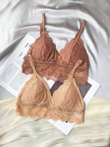 2packs Floral Lace Bralette - Multicolor - View 1