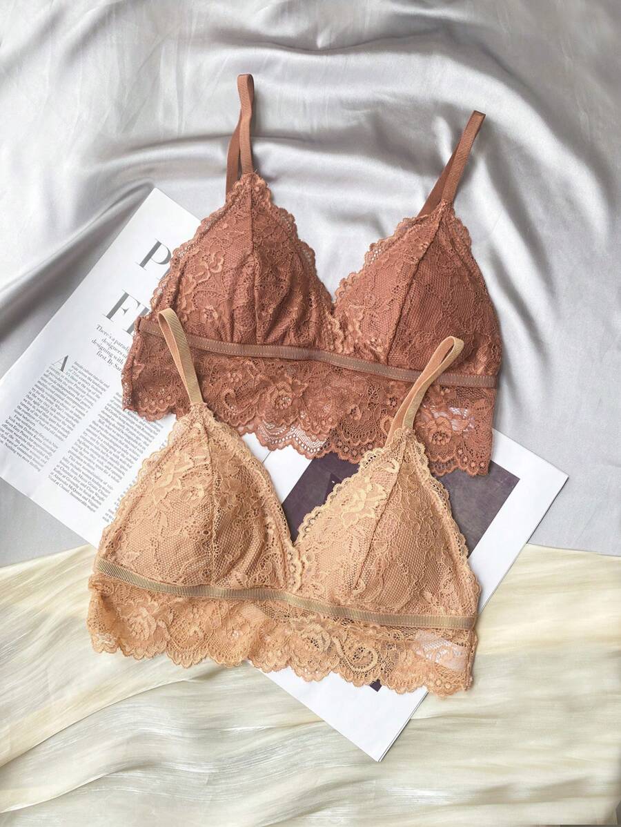 2packs Floral Lace Bralette - Multicolor - View 1