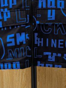 SHEIN 男大童字母圖案毛絨內襯連帽外套 - 彩色 - 查看 4