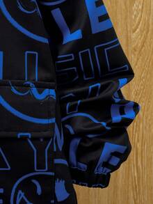 SHEIN 男大童字母圖案毛絨內襯連帽外套 - 彩色 - 查看 6