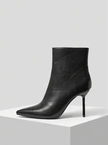 MOTF PREMIUM Botines reptil con estampado con tacón - Negro - Ver 3