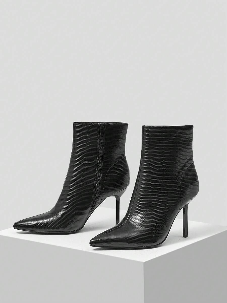 MOTF PREMIUM Botines reptil con estampado con tacón - Negro - Ver 1