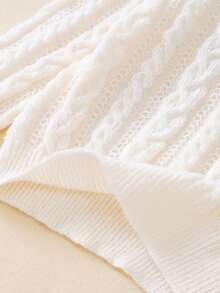 SHEIN Cô gái Tween Chất rắn Xoắn Dan Áo len - Màu be - Xem 6